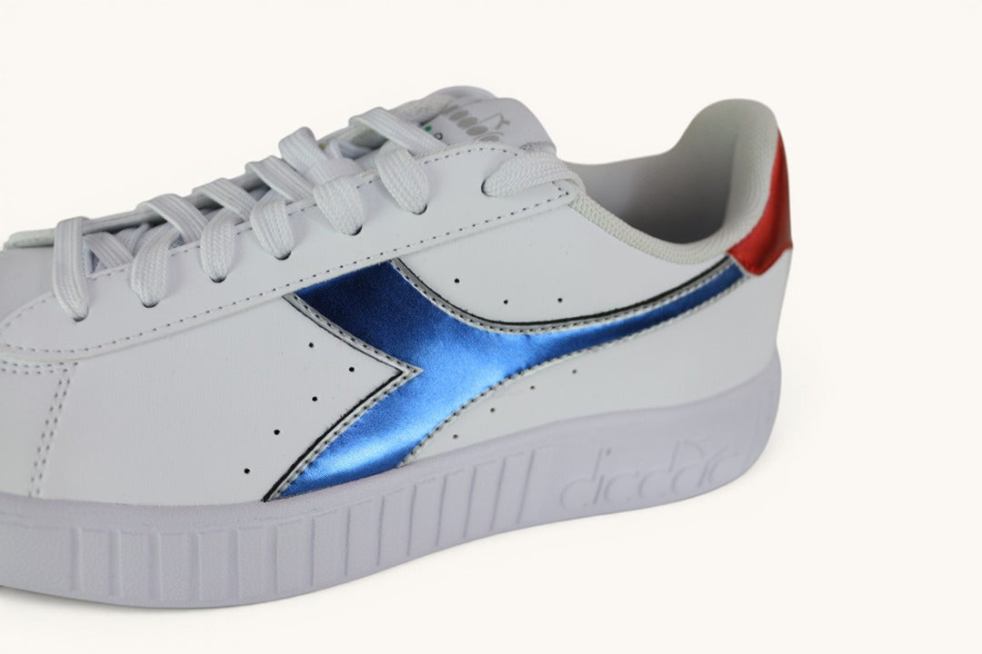 Baskets Diadora Step P Lipstick cuir blanc bleu rouge 39 3