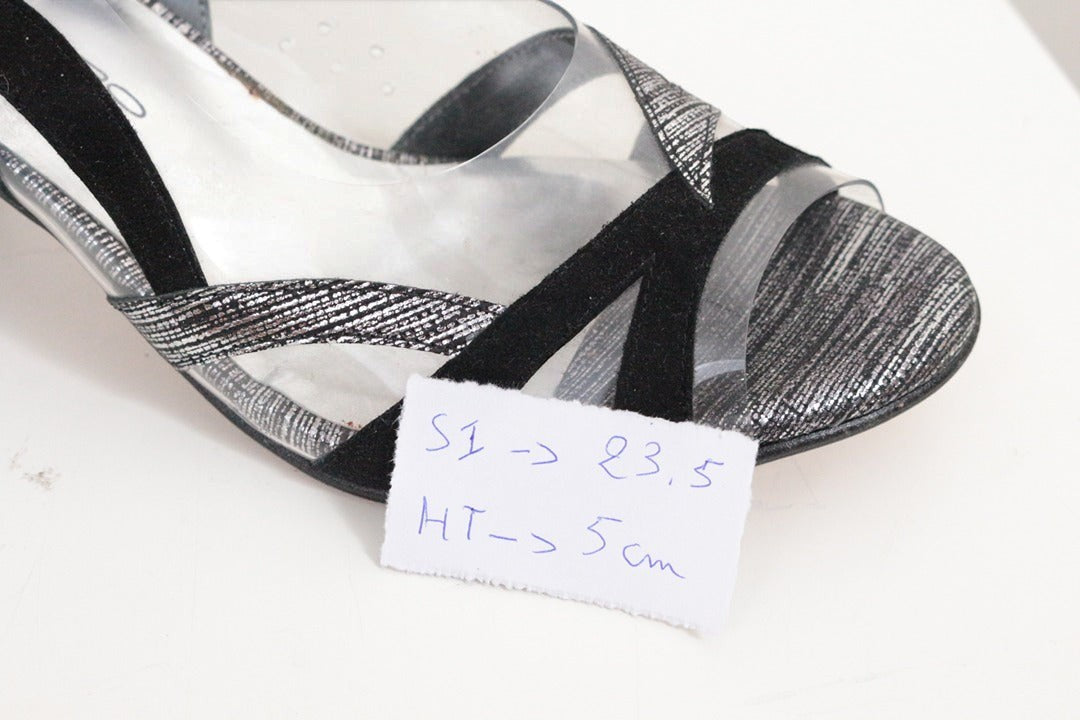 Sandales Brenda Zaro argenté noir transparent talons 37 11
