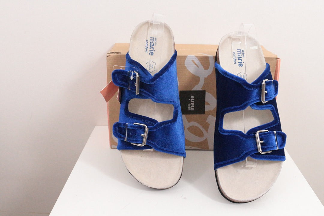 Sandales Sköna Marie velours bleu roi 42 neuves 4