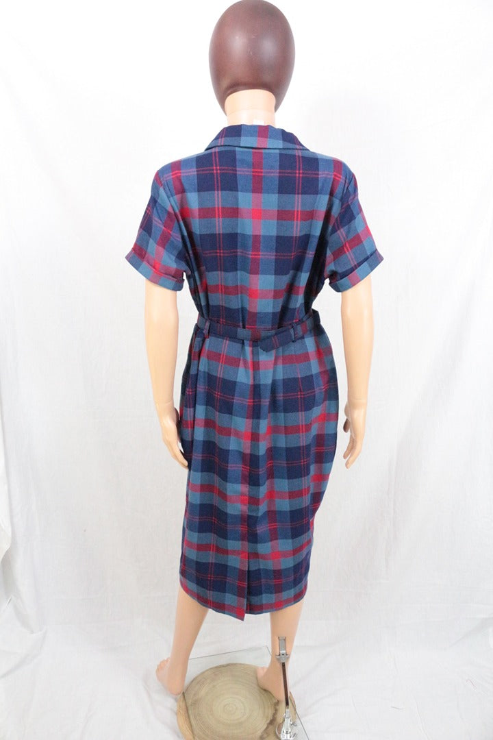 Robe chemise vintage Collectif carreaux bleu rouge Xxl 2xl 7