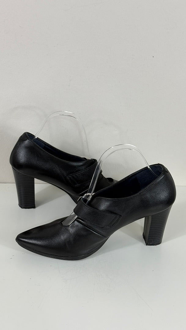 Bottines Clackers Cuir Noir Talons 40 Vintage 90s 5