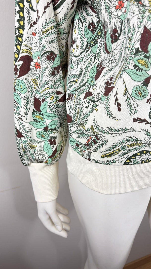 Sweat à capuche Salsa motif cachemire vert crème S boheme chic 6
