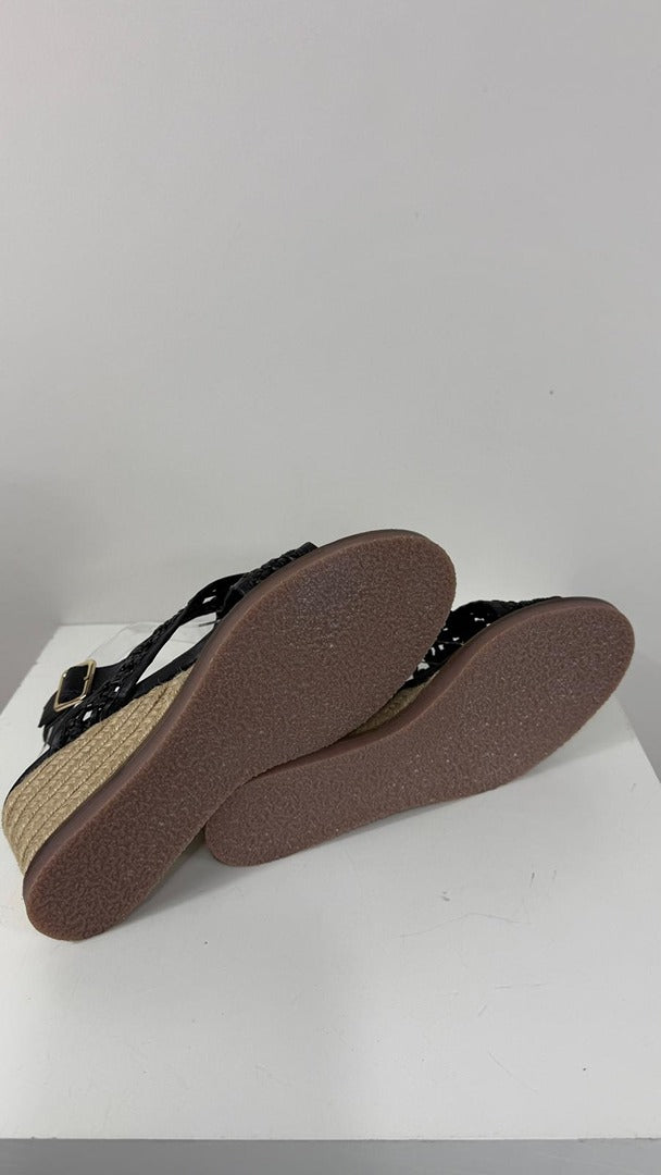 Sandales compensées Minelli cuir tressé noir 39 talon corde 5
