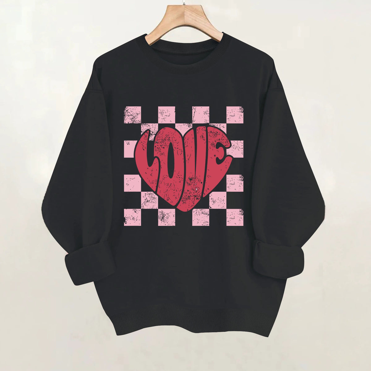 Sweat-shirt col rond épais, manches lanternes, imprimé graphique, coupe ample, pour femme, 4 coloris 4