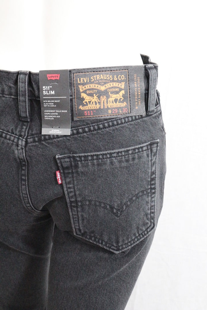 Jean Levi's 511 slim noir denim taille 29 L30 neuf avec étiquette vintage 90s 13