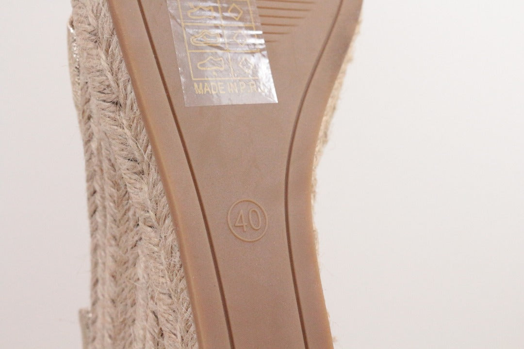 Sandales compensées espadrilles R and Be dorées métallisées T40 8