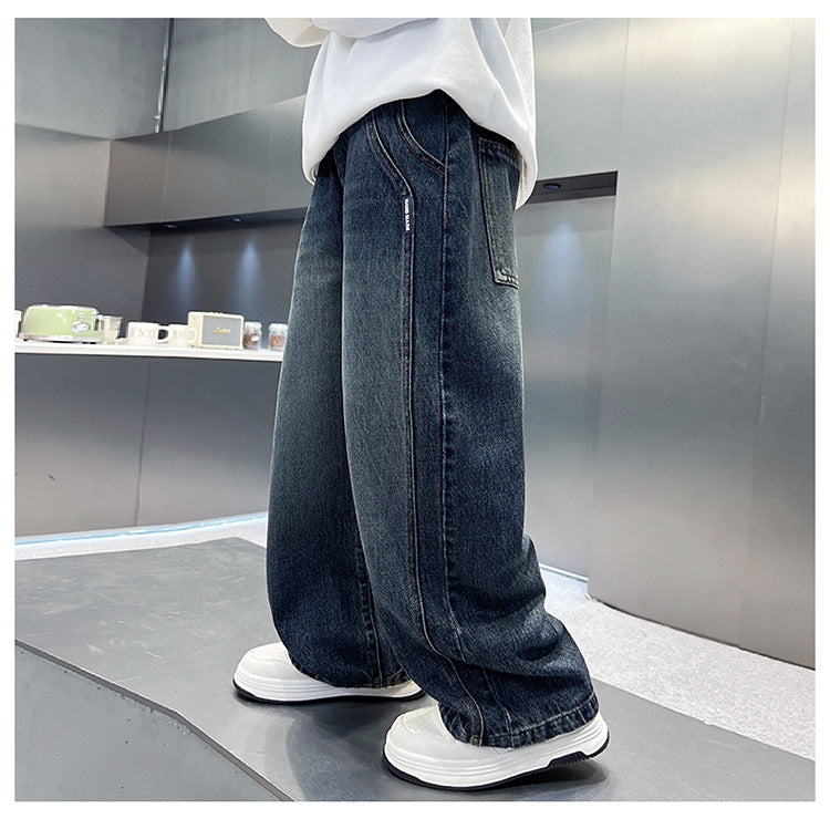 Pantalon en denim décontracté pour garçon, coupe ample, automne 7
