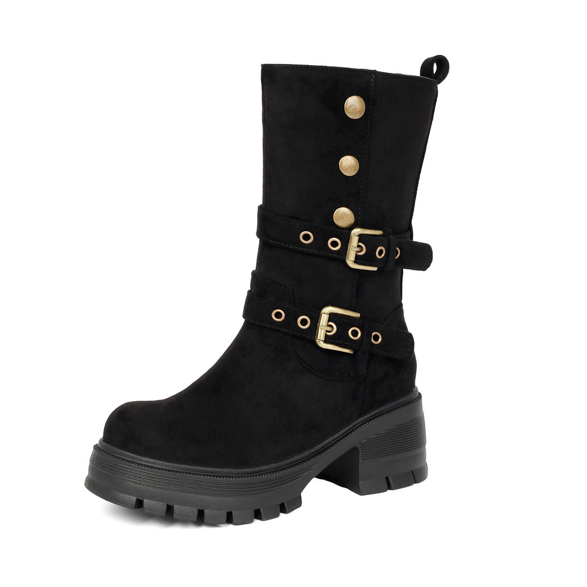 Bottines punk talon épais à boucles – photo 4 – Frippin'Dealz