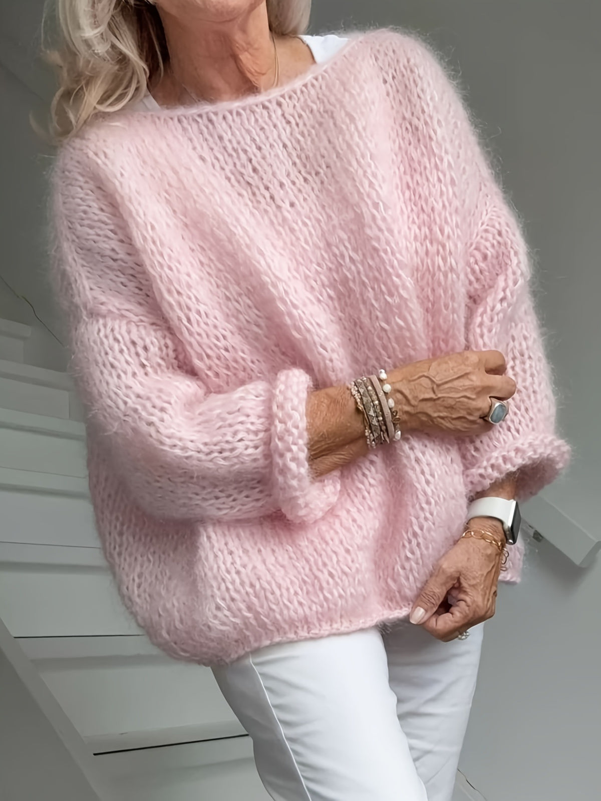 Pull rose en maille duveteuse – photo 3 – Frippin'Dealz