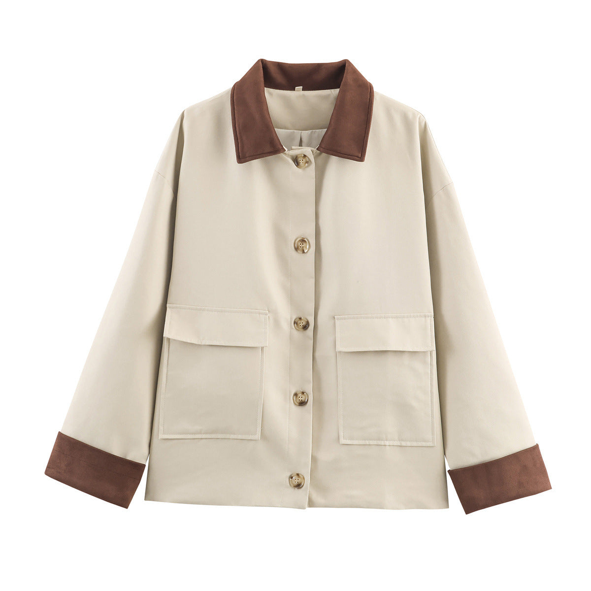 Veste workwear beige col contrasté – photo 5 – Frippin'Dealz