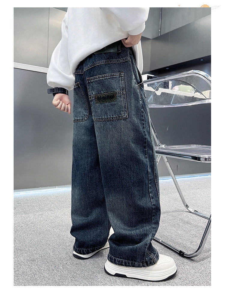 Pantalon en denim décontracté pour garçon, coupe ample, automne 11
