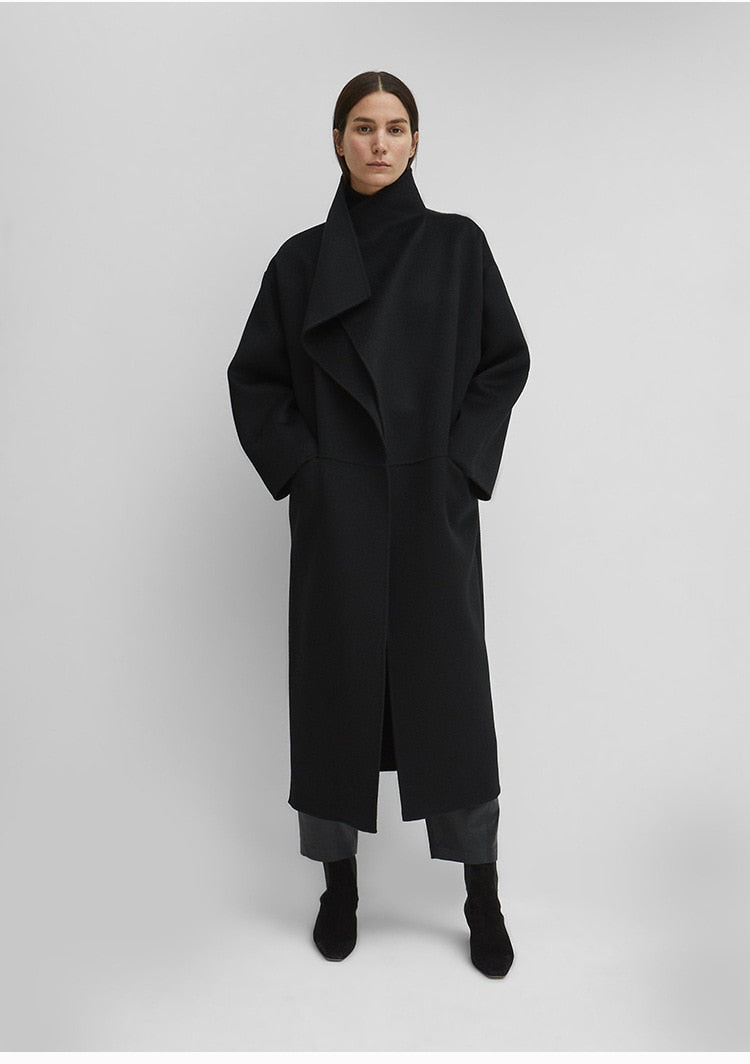 Manteau long laine cachemire col à revers femme – photo 21 – Frippin'Dealz