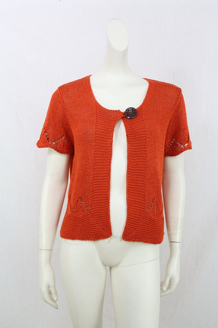 Scottage Cardigan Court Orange 40 Acrylique Boho Chic