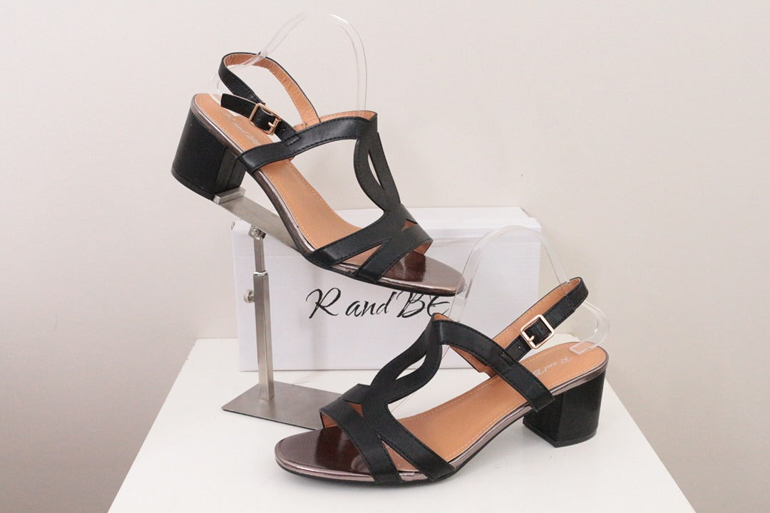 Sandales à talons noirs R and Be simili cuir T41 1
