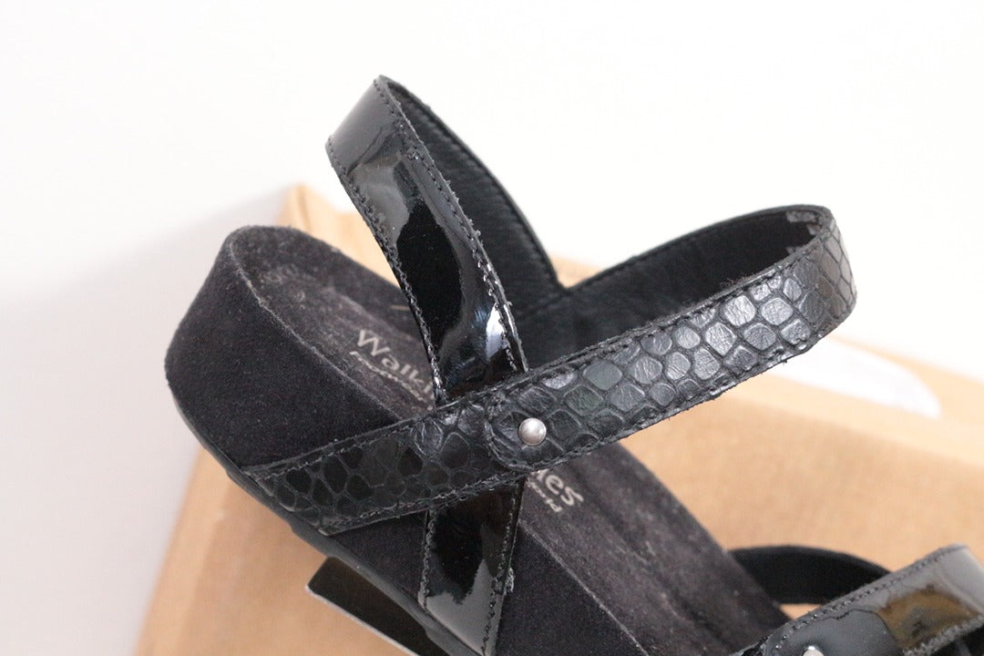 Sandales Walking Cradles Cuir Verni Noir Taille 34 Neuf 4