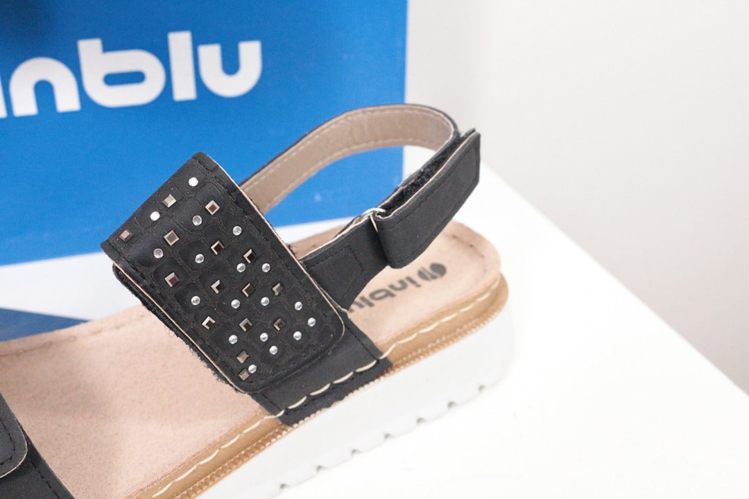 Sandales plates en cuir noir Inblu neuves taille 38 10