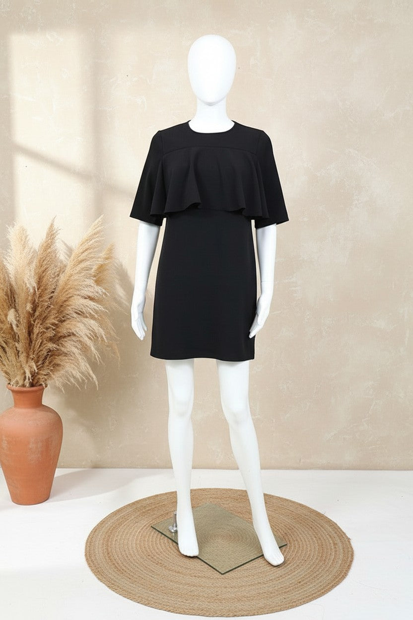 Robe courte Mango noire à volants taille S élégante chic