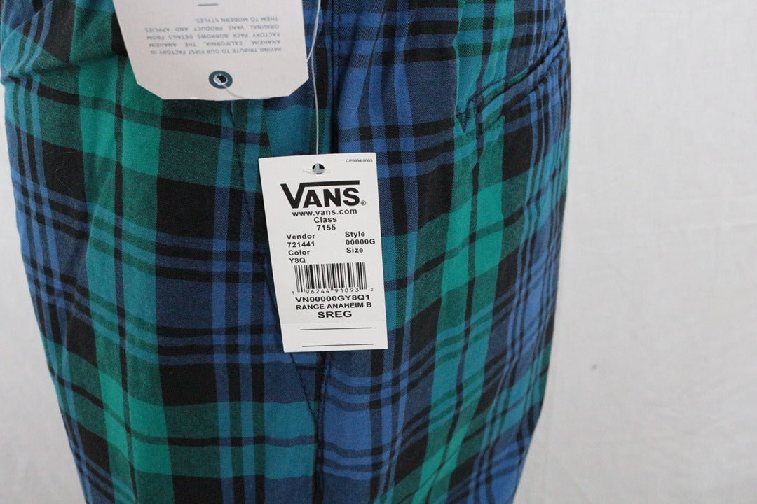 Pantalon Vans écossais tartan vert bleu baggy S neuf streetwear 9