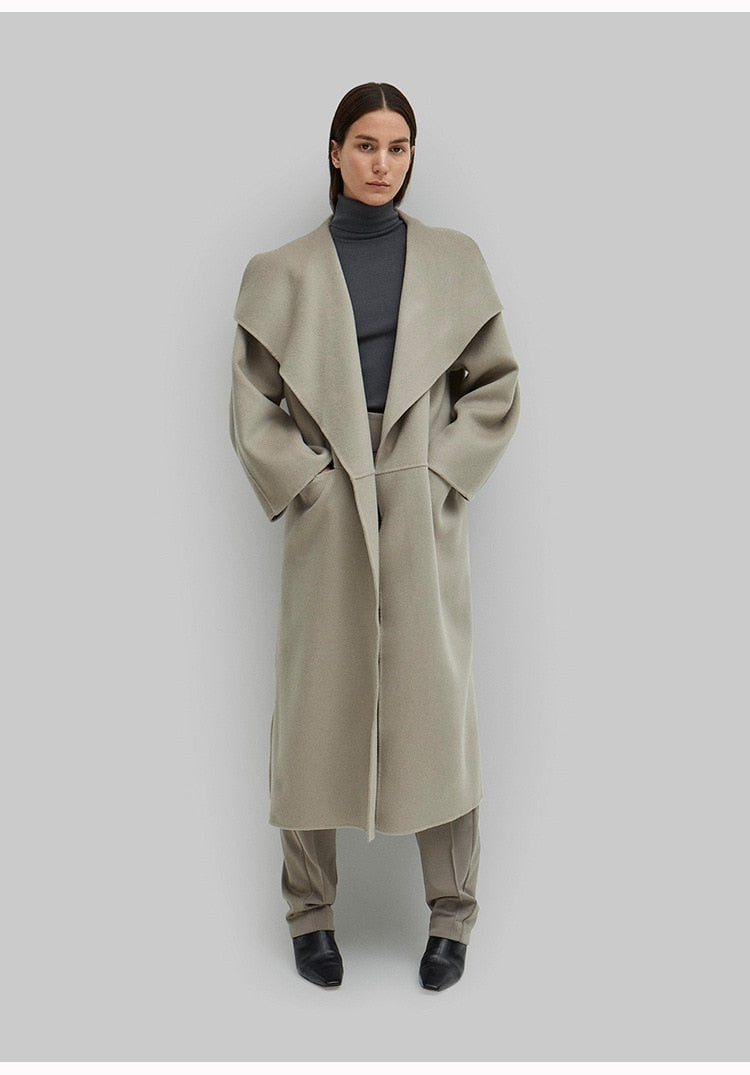 Manteau long laine cachemire col à revers femme – photo 26 – Frippin'Dealz