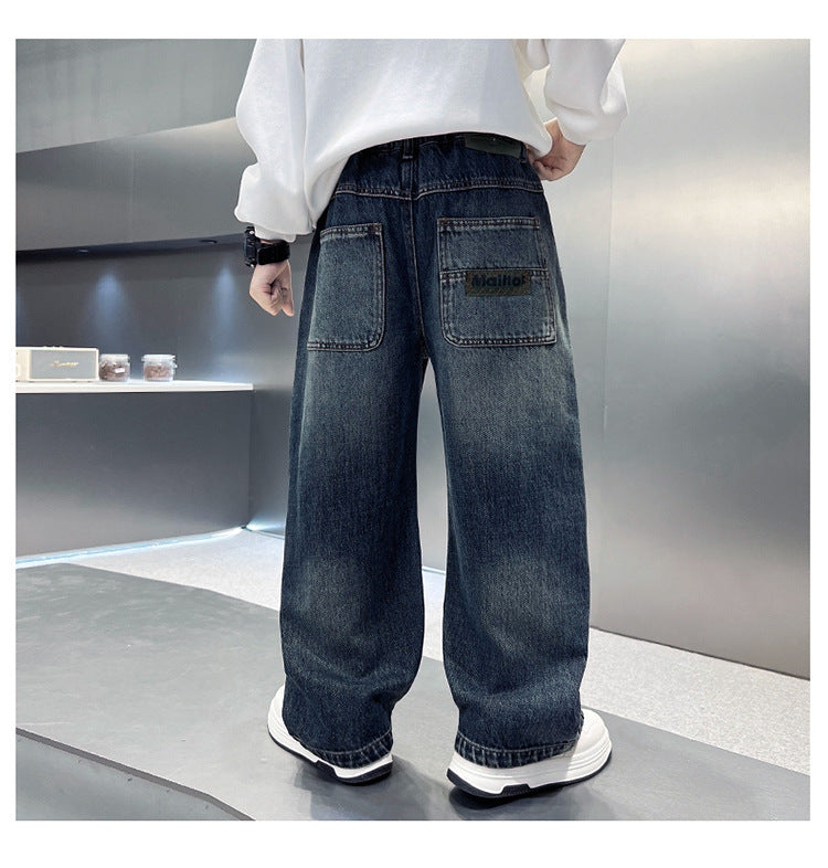 Pantalon en denim décontracté pour garçon, coupe ample, automne 13