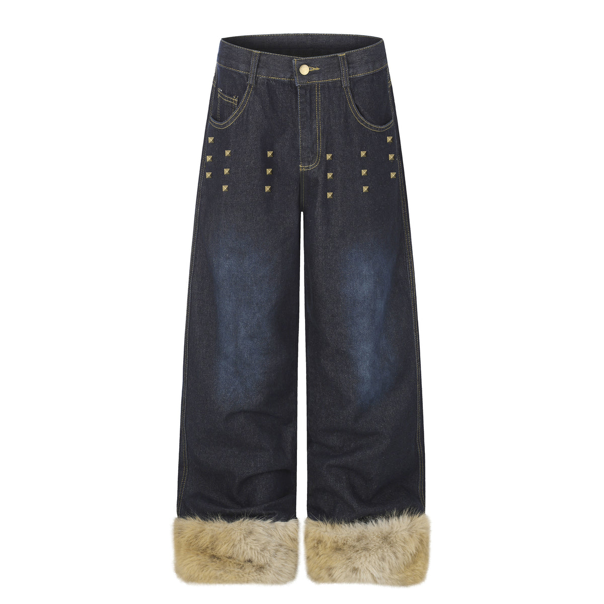 Jean large en denim brodé à ourlet brut, style street 6