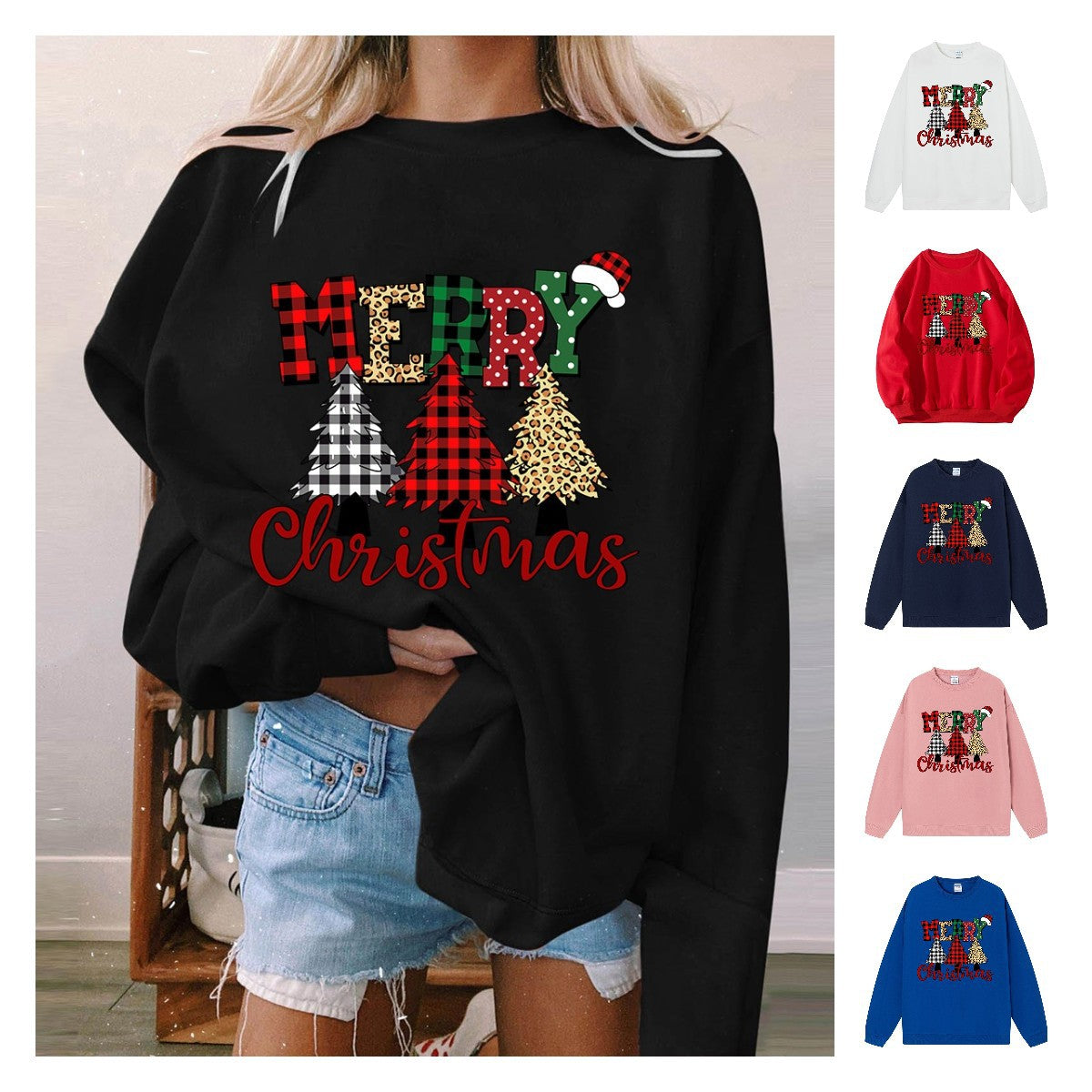 Sweat oversize Merry Christmas tartan – photo 1 – Frippin'Dealz