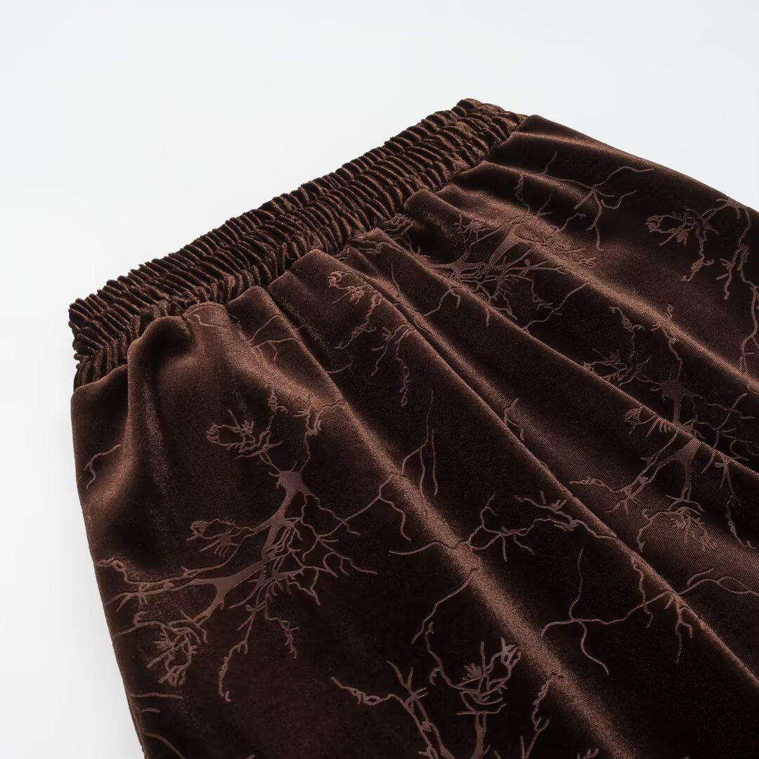 Pantalon droit long en jacquard de velours, taille mi-haute, pour femme, 2 coloris 5