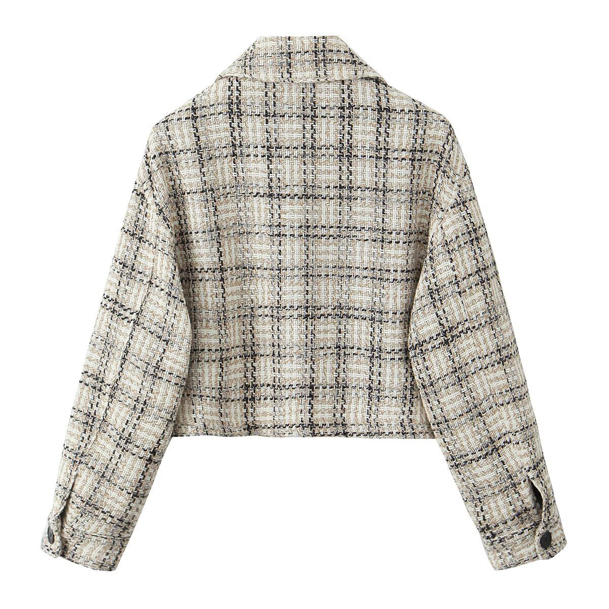 Veste rétro à carreaux, col rabattu et fermeture à un bouton 1