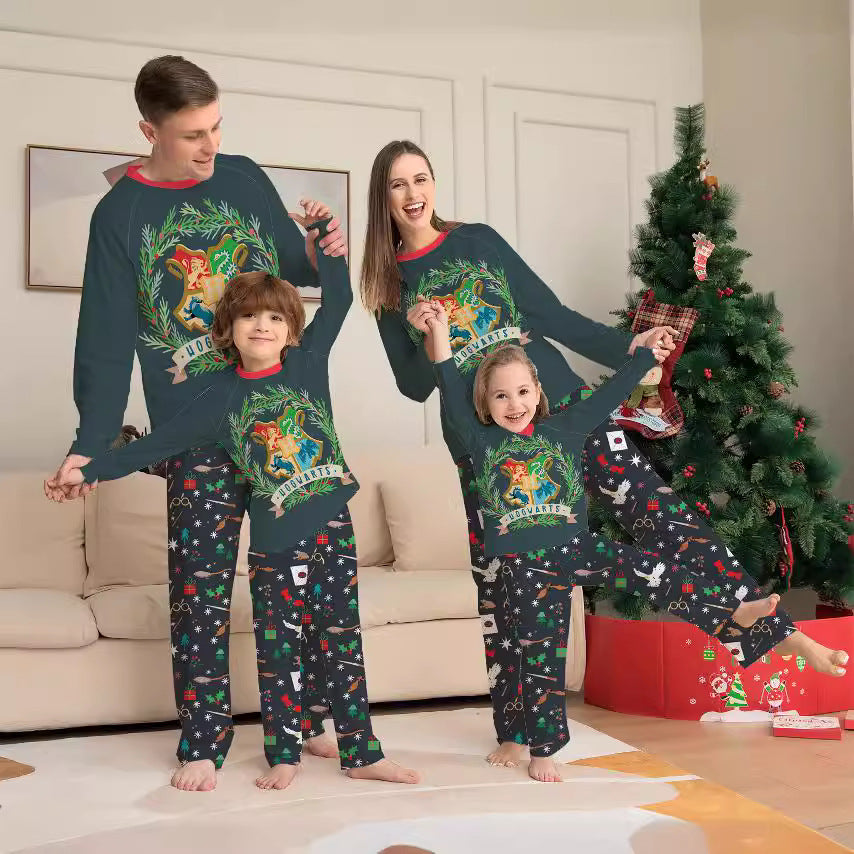 Pyjama de Noël assorti famille, col rond, imprimé dessins animés et carreaux, adultes, enfants, bébés et chiens 2