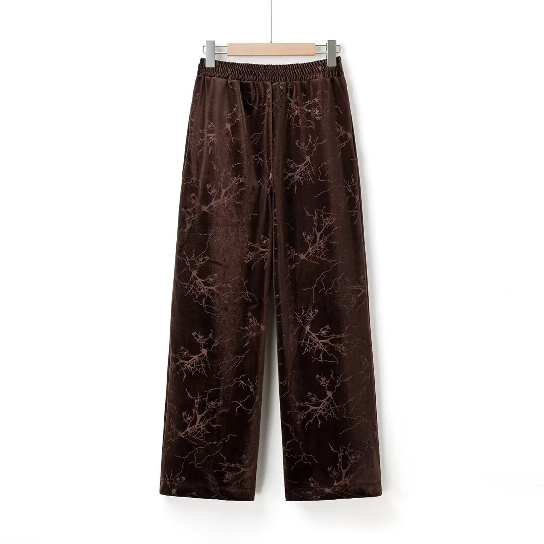 Pantalon droit long en jacquard de velours, taille mi-haute, pour femme, 2 coloris 3