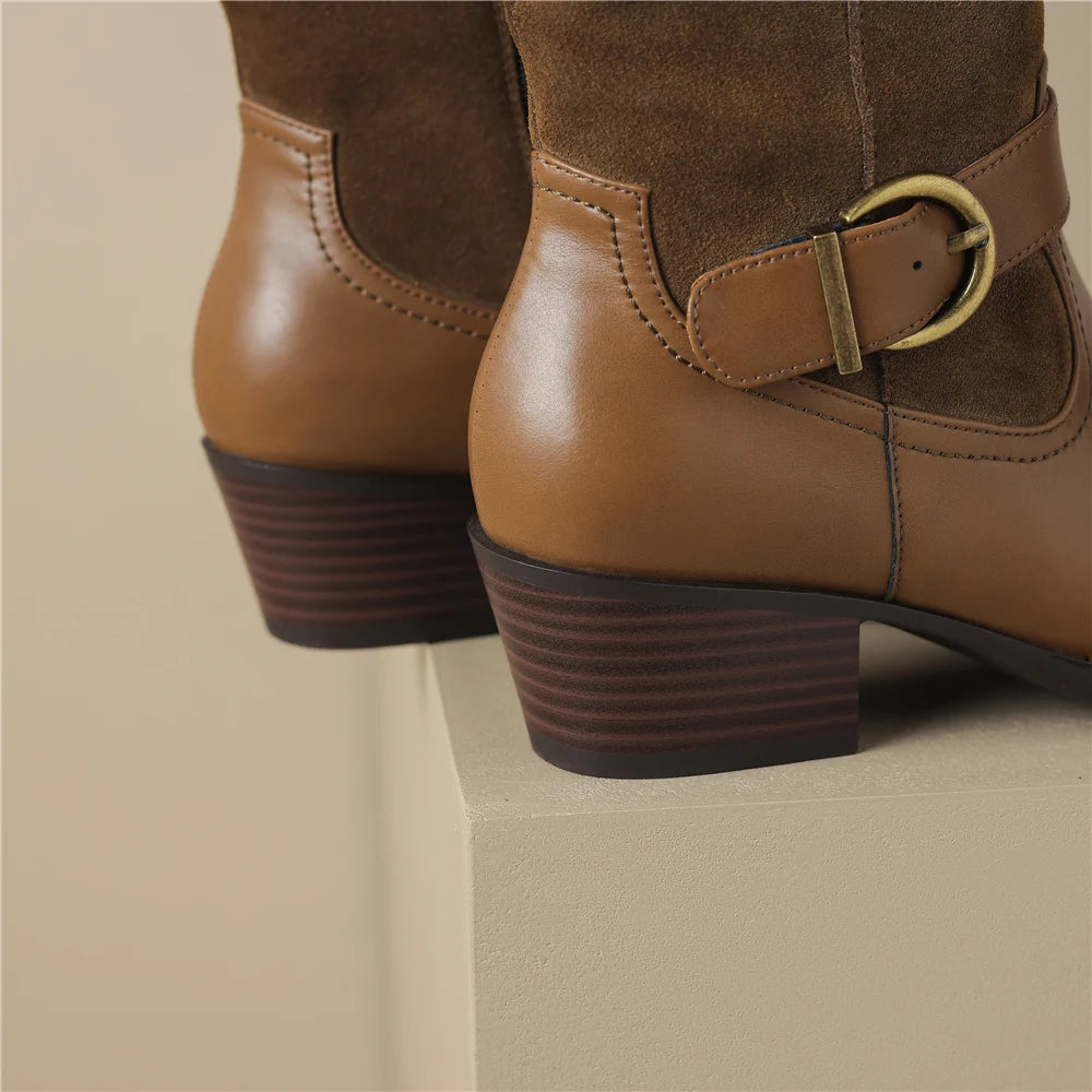 Bottes mi-mollet cuir bout pointu rétro femme – photo 8 – Frippin'Dealz