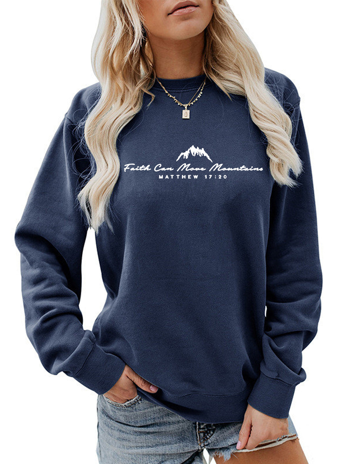 Sweat à col rond imprimé « Faith Can Move Mountains » 8