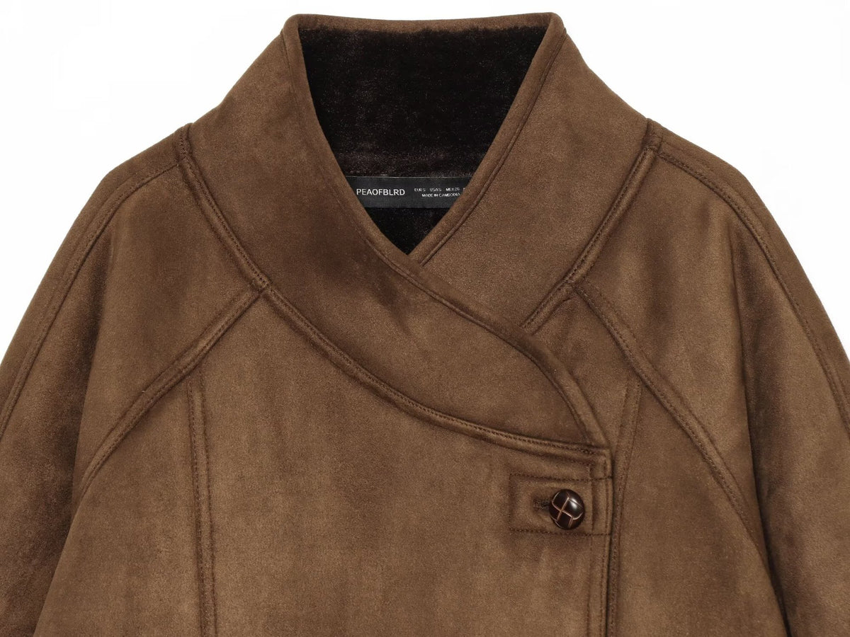 Veste courte col montant effet fourrure patchwork femme marron – photo 8 – Frippin'Dealz