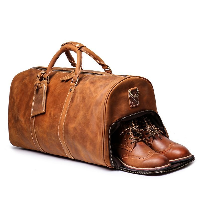 Sac de voyage cuir de vachette vintage – photo 1 – Frippin'Dealz