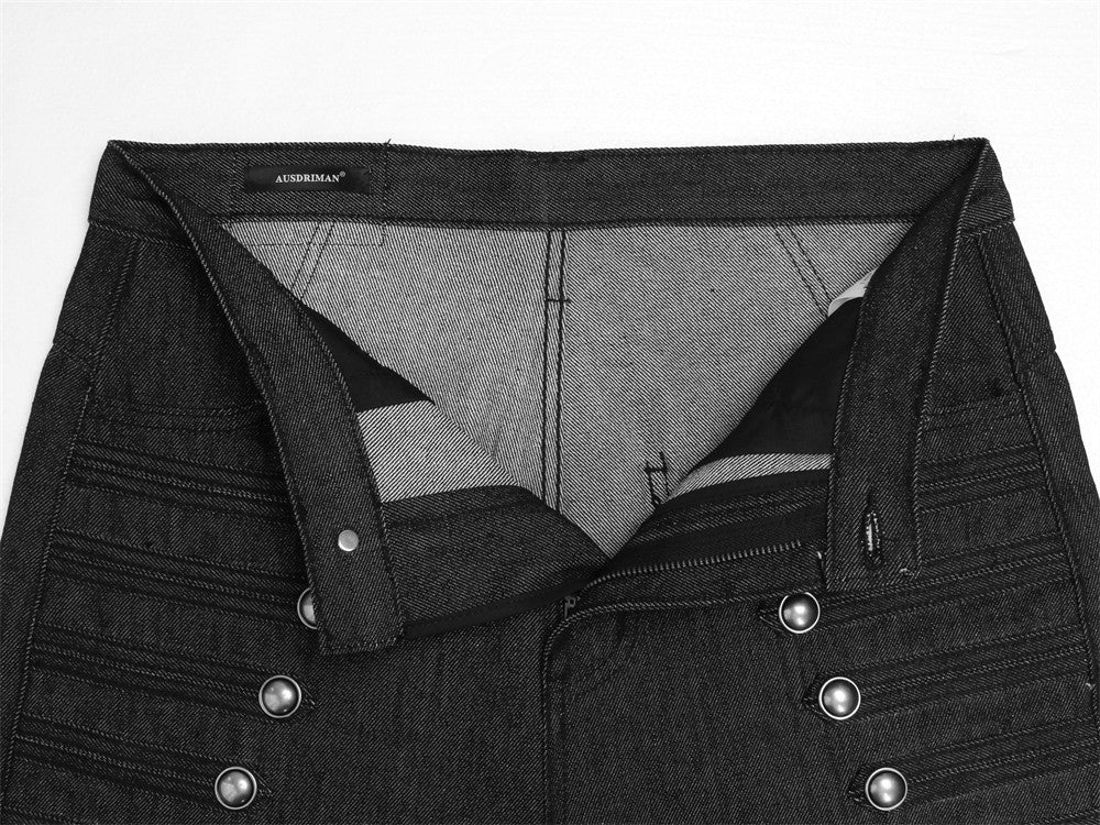 Pantalon droit ample en denim brut vintage pour homme, boutonnage croisé 16