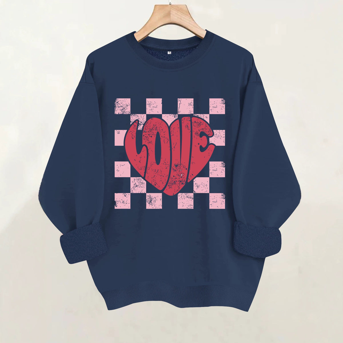 Sweat-shirt col rond épais, manches lanternes, imprimé graphique, coupe ample, pour femme, 4 coloris 3