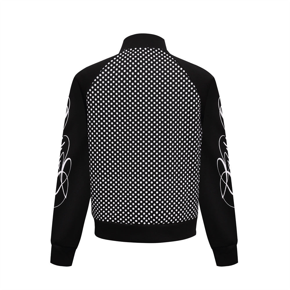 Veste zippée à col montant et motif à pois, bandes latérales, doublure polaire, pour homme 3
