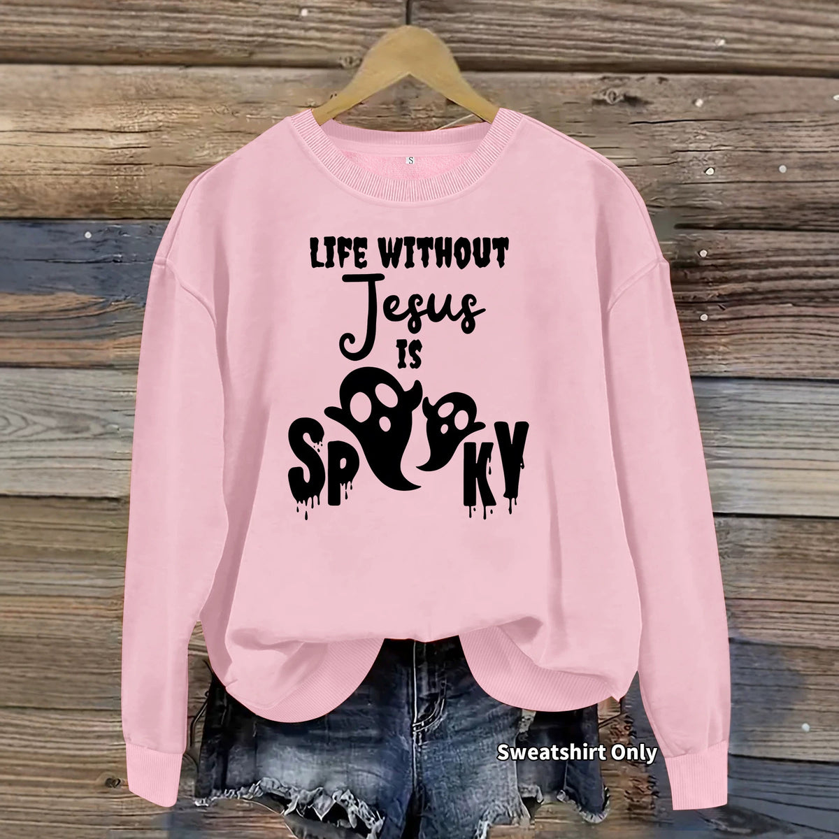 Sweat ample à col rond, manches lanternes, imprimé transfert thermique, pour femme, 7 coloris dont marron et orange 5