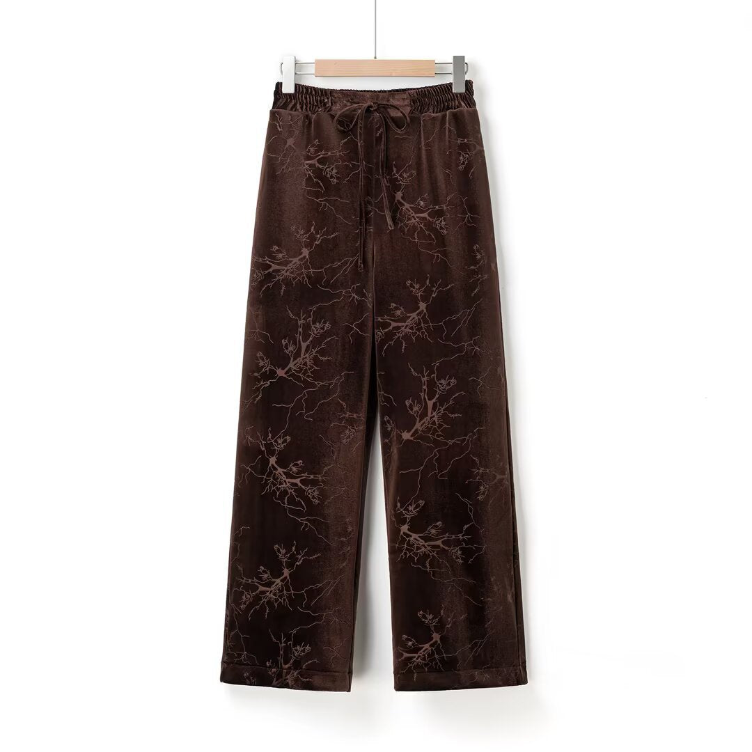Pantalon droit long en jacquard de velours, taille mi-haute, pour femme, 2 coloris 6