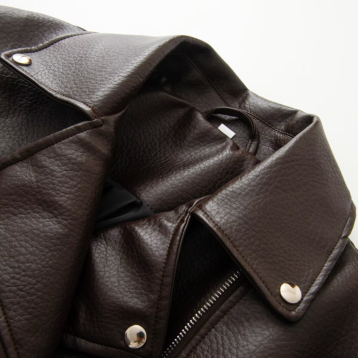 Veste de motard courte simili cuir col rabattu zip femme – photo 11 – Frippin'Dealz