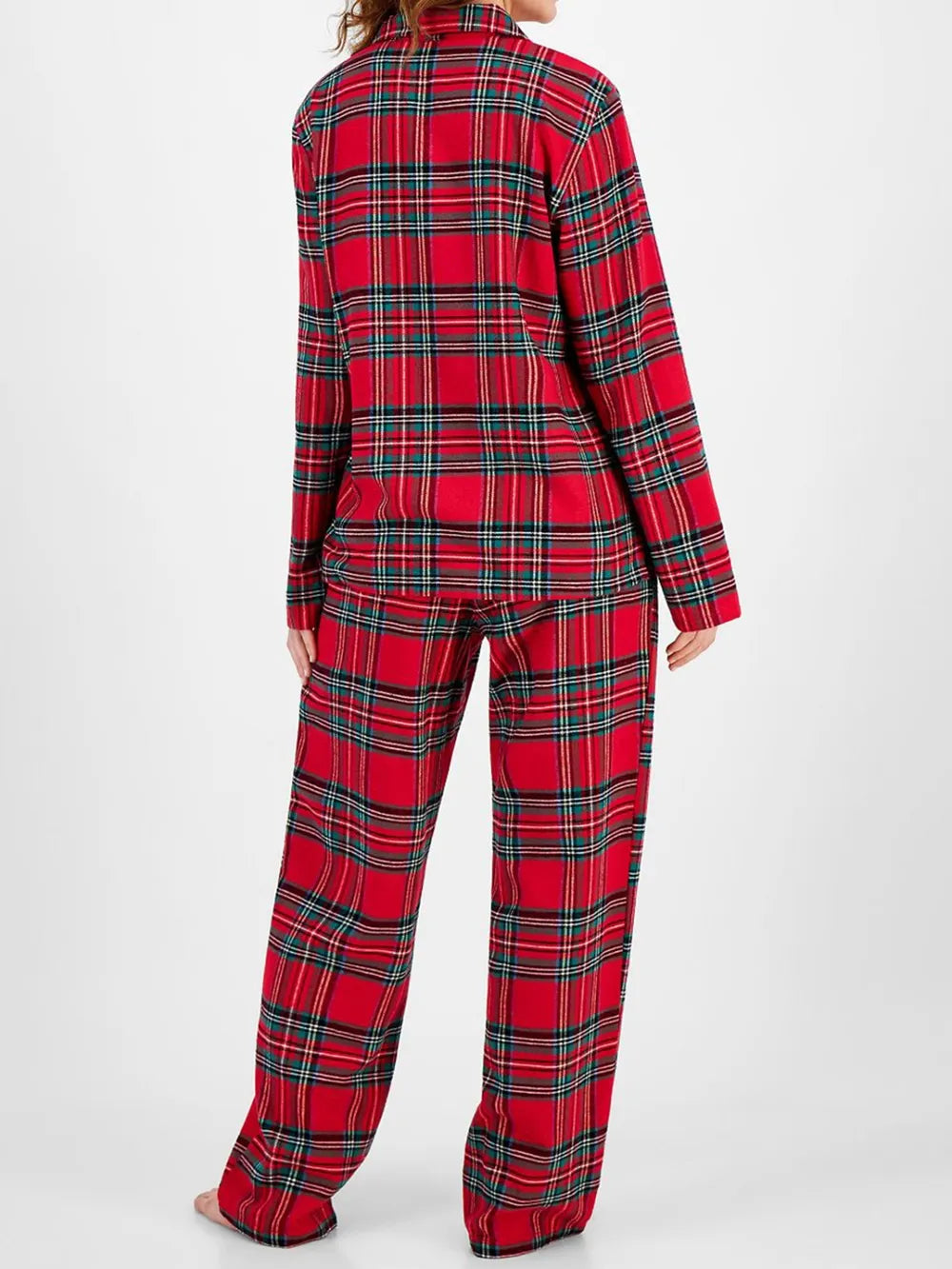 Ensemble de détente à carreaux, haut boutonné à col et pantalon assorti, deux pièces, pour femme, 3 coloris 3