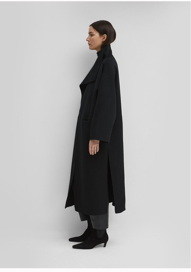 Manteau long laine cachemire col à revers femme – photo 20 – Frippin'Dealz