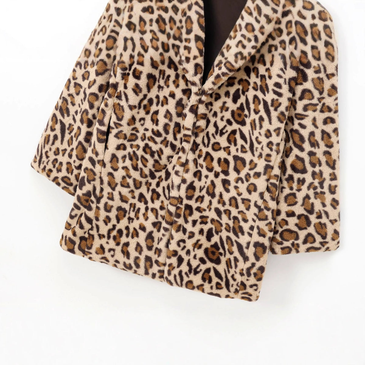 Manteau en fausse fourrure à imprimé animal, col rabattu, manches longues, coupe régulière, pour femme 5