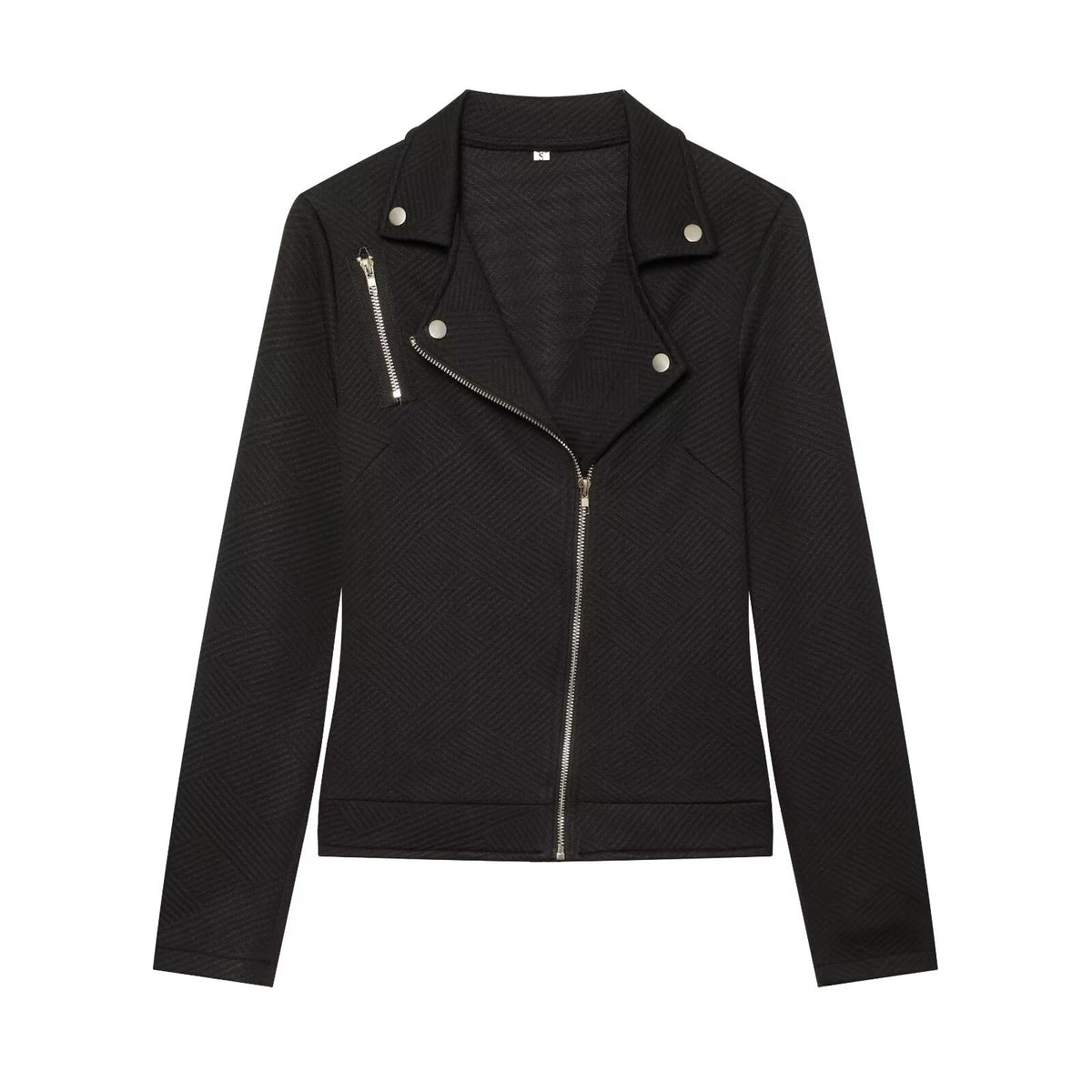 Veste cintrée col à revers zip oblique boutons femme noire – photo 6 – Frippin'Dealz