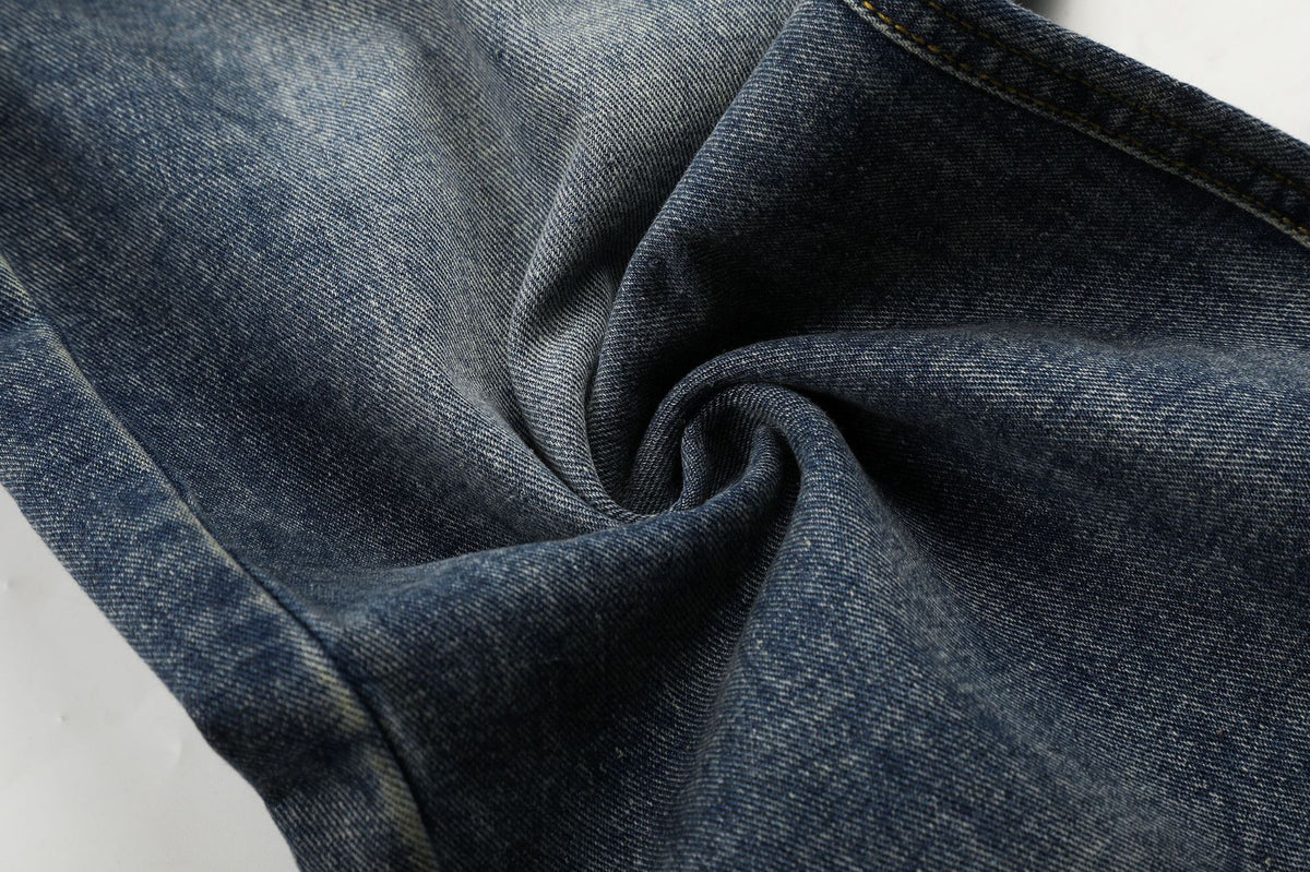 Jean unisexe doublé polaire, patchwork à carreaux, broderie lettres et jambes larges 12