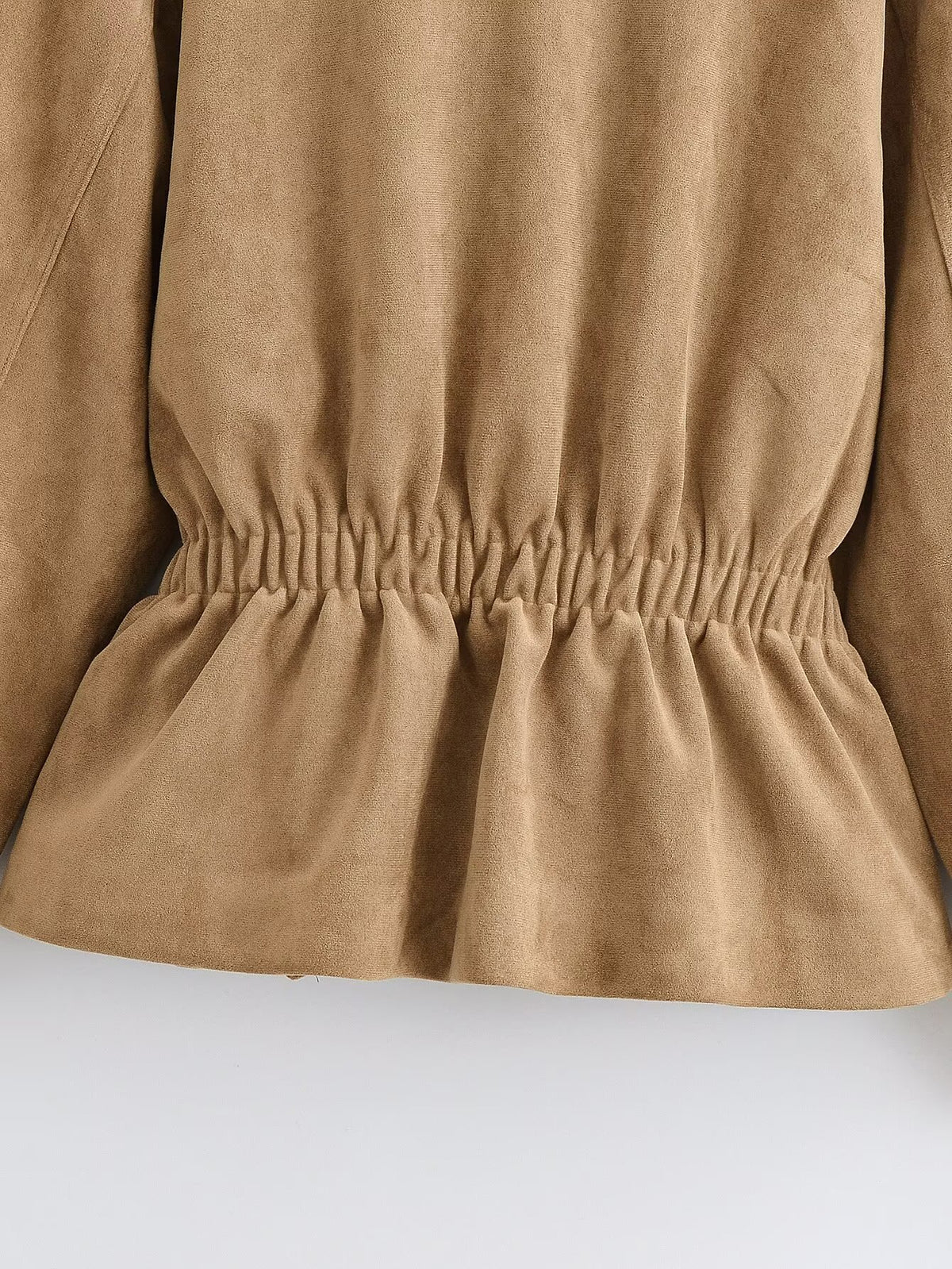 Veste courte effet daim col montant boutonnage simple poches femme – photo 19 – Frippin'Dealz