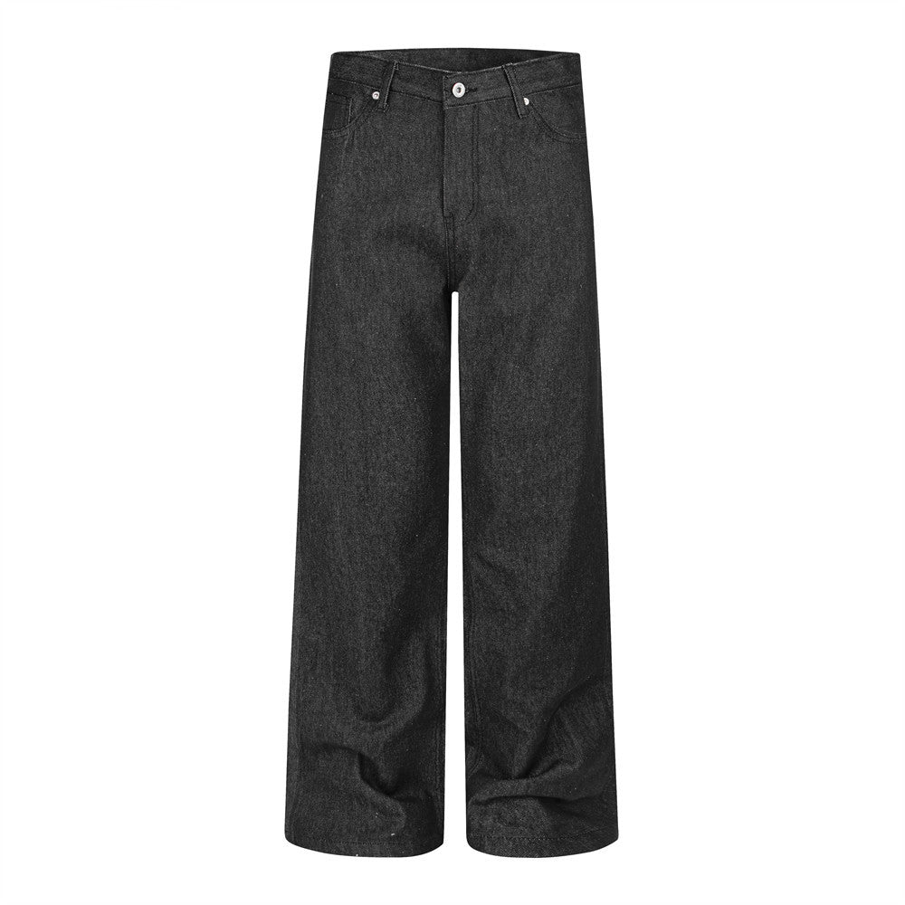 Pantalon droit en denim brut pour homme, style hip-hop streetwear ample avec motif étoile 5