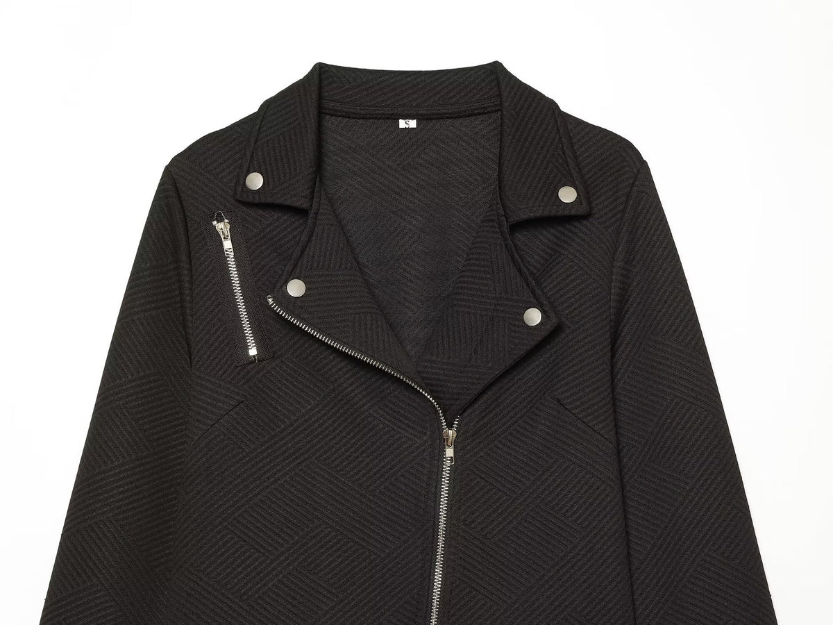Veste cintrée col à revers zip oblique boutons femme noire – photo 8 – Frippin'Dealz