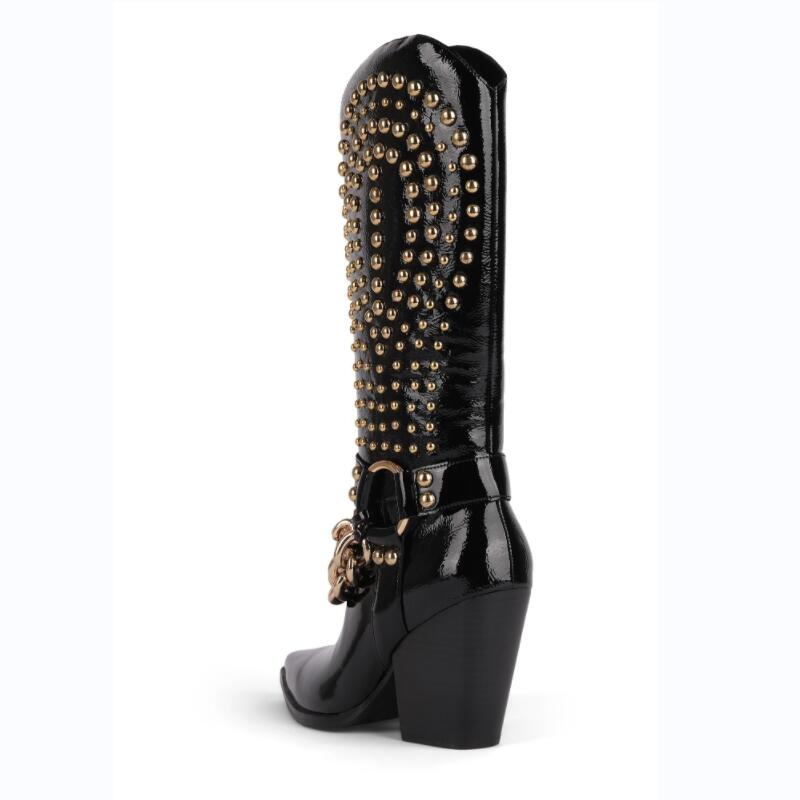 Bottes western punk talon épais rivets femme – photo 17 – Frippin'Dealz