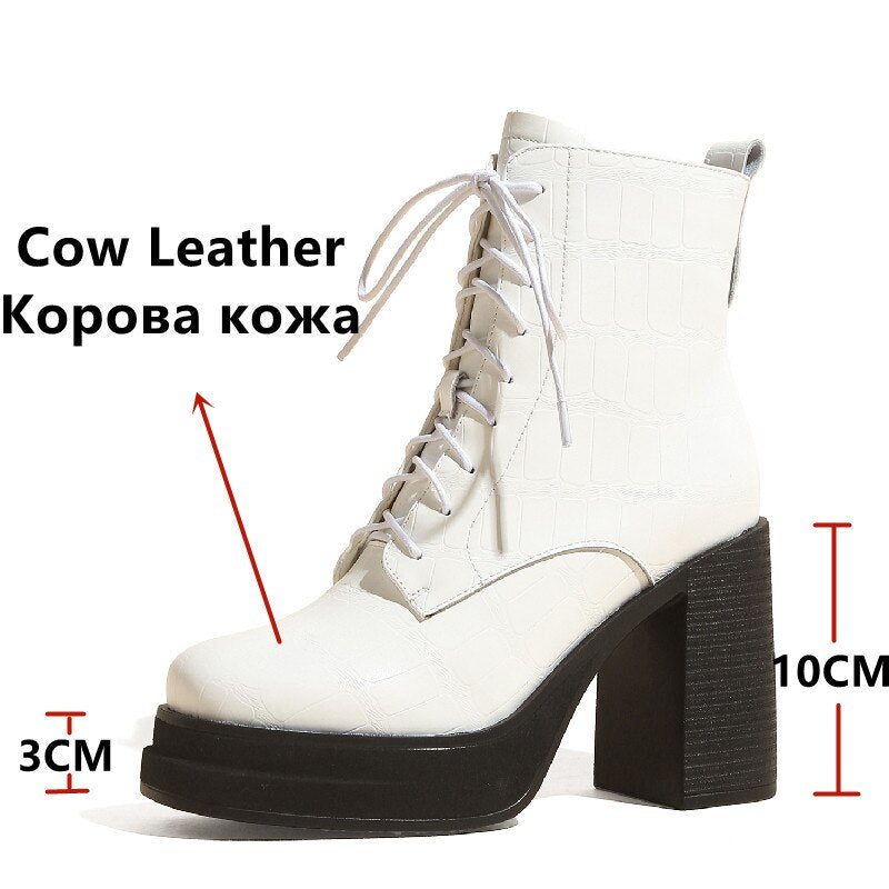 Bottines rétro cuir plateforme talon épais femme – photo 44 – Frippin'Dealz